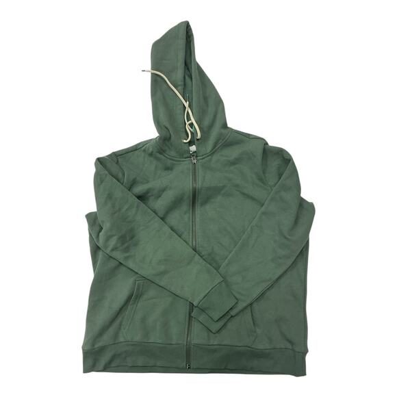 Market & Spruce Fleece Zip Hoodie 1X Dark Green Long Sleeve Hooded Sweatshirt - Picture 1 of 3